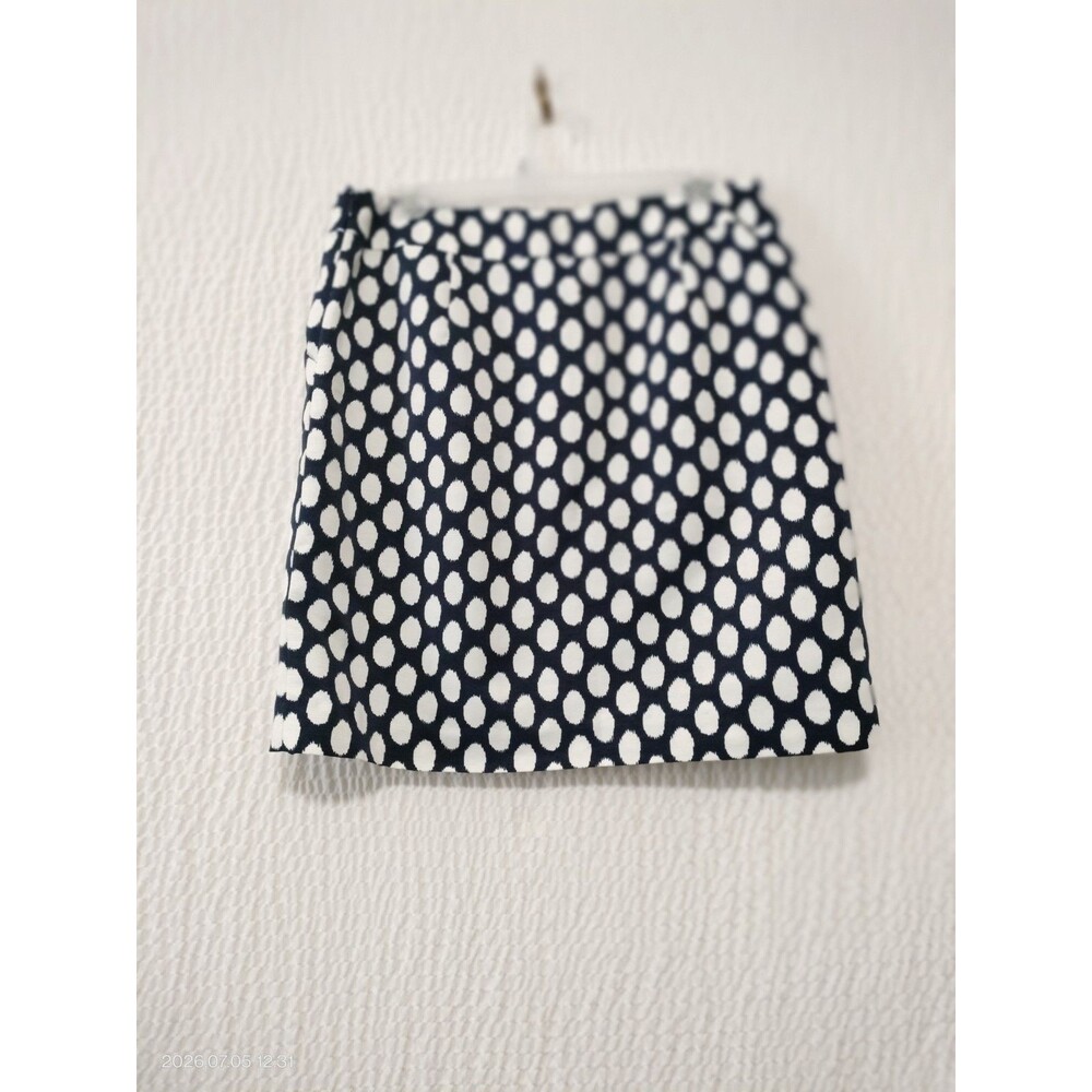 Ann Taylor Loft Skirt Above Knee Length Navy Blue Polka Dot Sz 8 Pockets Lined - Picture 4 of 10